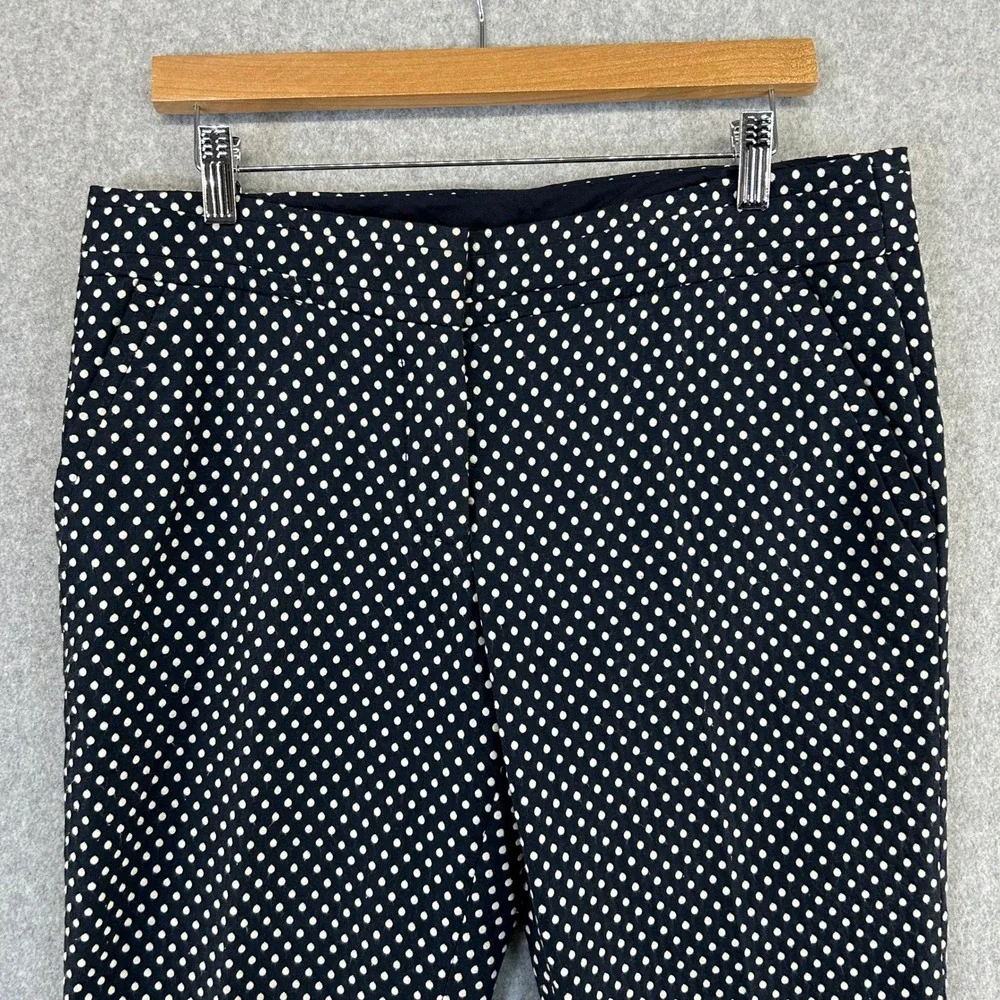 Tory Burch Jacquard Polka Dot‎ Cropped Pants Navy Blue White Slim Leg Womens 10